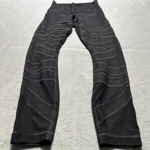 Lululemon Leggings Sz 6 Full Length Wunder Under Straight Hybrid Vented Lace
